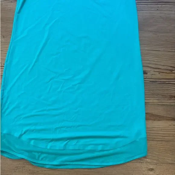 Athleta green sheer bottom hem tank athletic not lined dress SIZE MT‎ - Picture 2 of 5